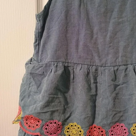 Old Navy/Tiered Dress/Girls/M 8/Denim Blue/Embroidered Sleeveless - Picture 4 of 8